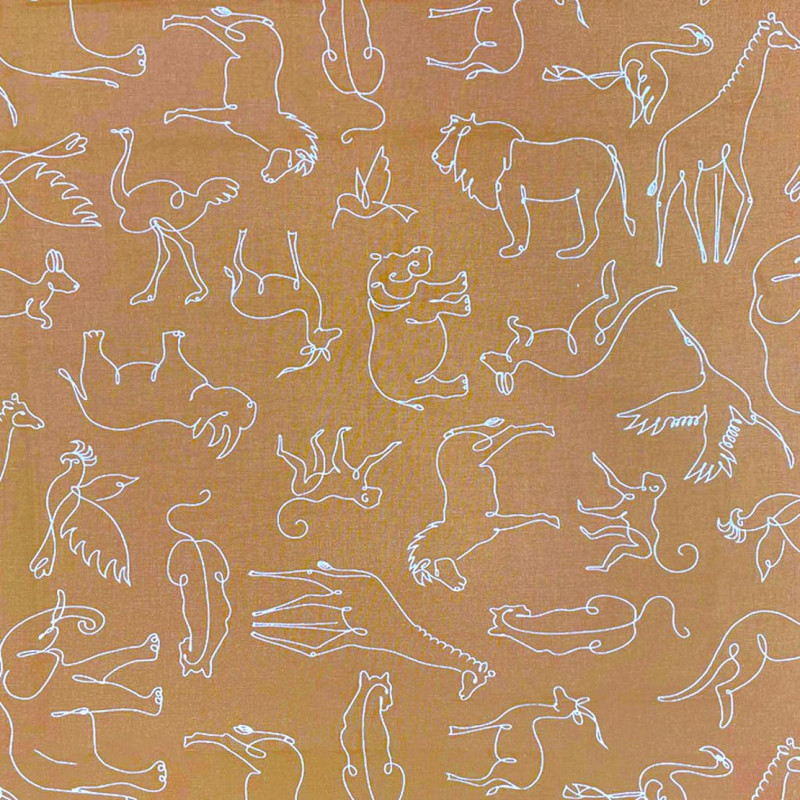 Printed Cotton SAMENA Camel / White